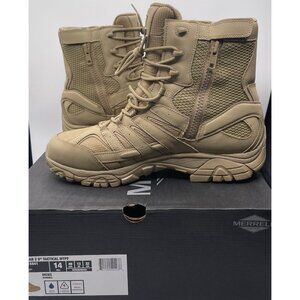 Merrell Men's Size 14 J15841 Moab Side Zip Waterproof  8" Tactical‎ Boot Coyote
